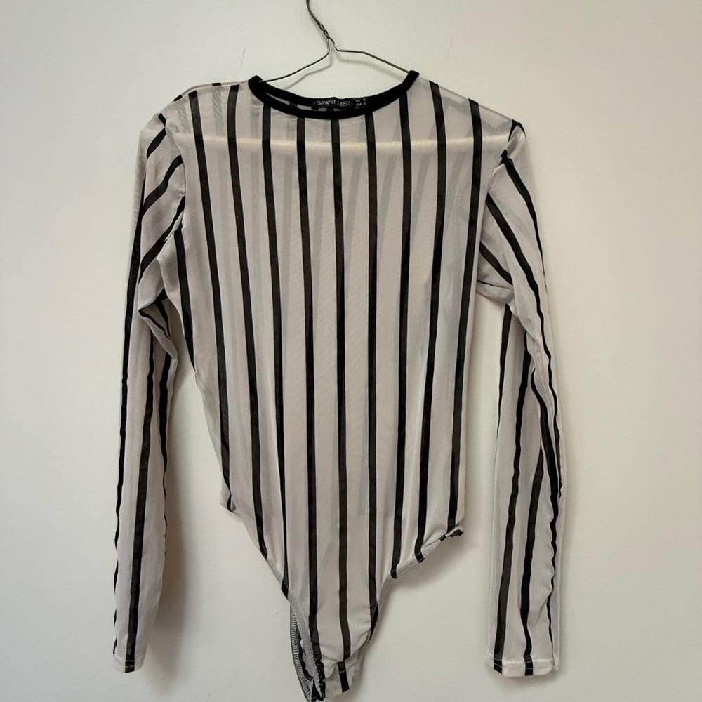 Striped Black and White Long Sleeve Bodysuit